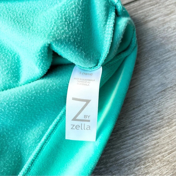 Zella Turquoise  V Neck Velvet Pullover Sweater - Picture 9 of 16